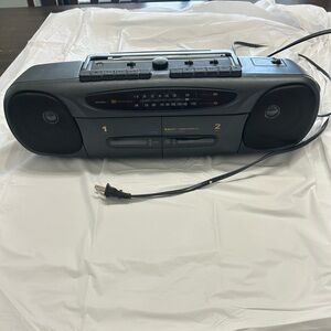 Black Portable Boombox Stereo with AM/FM Radio and Dual Speakers cassette Player